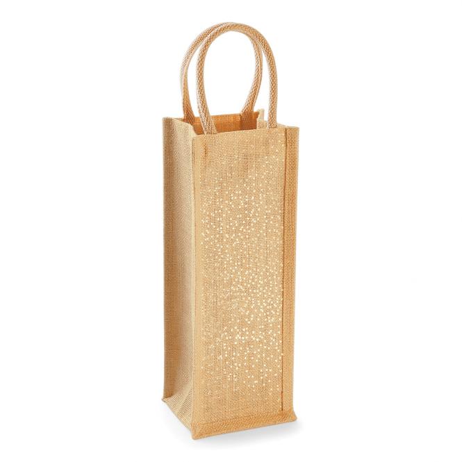 jute:glänzende bottle bag